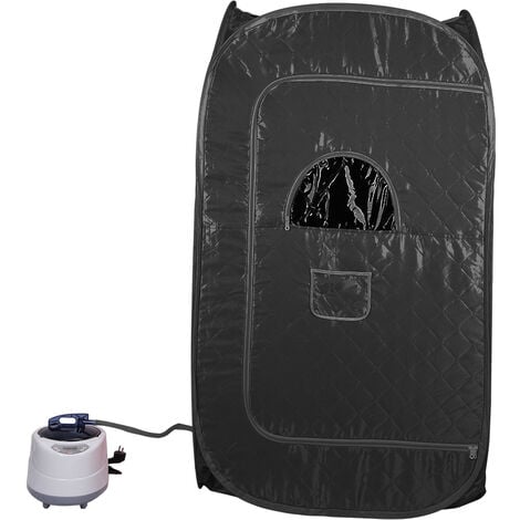 HALOYO Cabina Sauna a vapore Sauna domestica in casa Bagno di vapore portatile a casa Mobile Sauna Spa 80 80 135 cm con piccola sedia pieghevole,nero