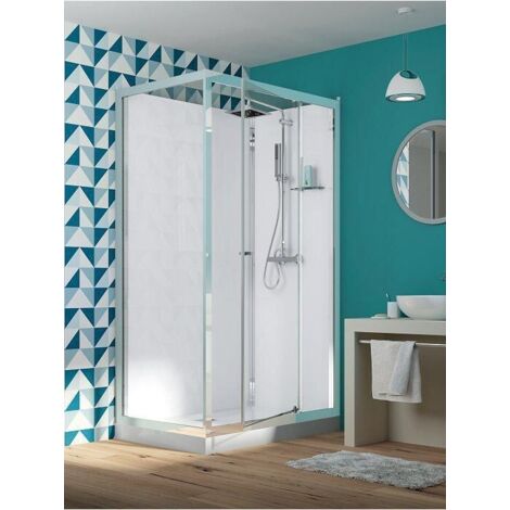 Cabine à porte pivotante receveur bas 100X80 Eden rectangulaire - KINEDO CA826