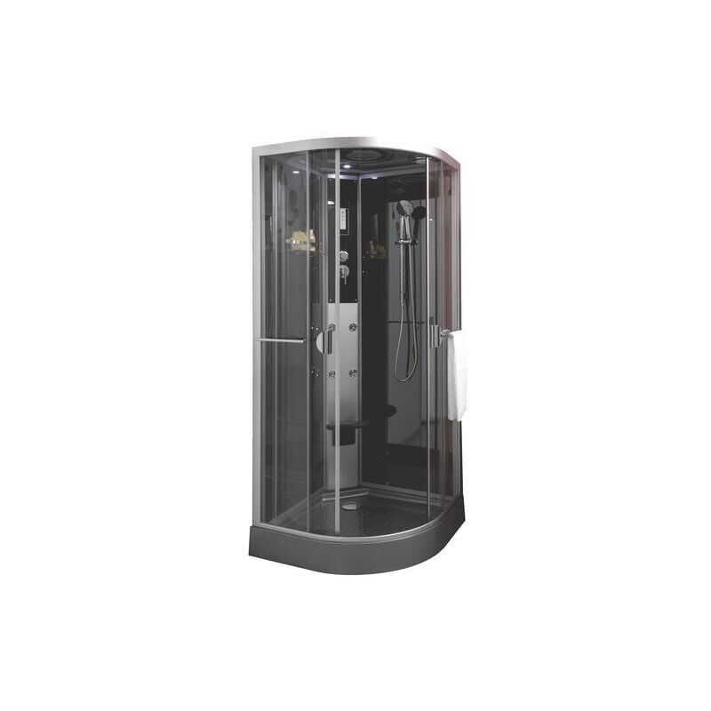 Ondee - Cabine hydromassante ned - Sans silicone - 1/4C 90cm - Gris - En kit