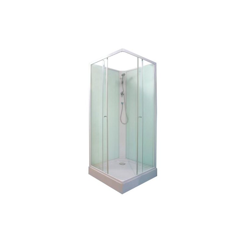 Ondee - Cabine minea - Avec silicone - Profilés aluminium - En kit - Fond vert - 80x80cm