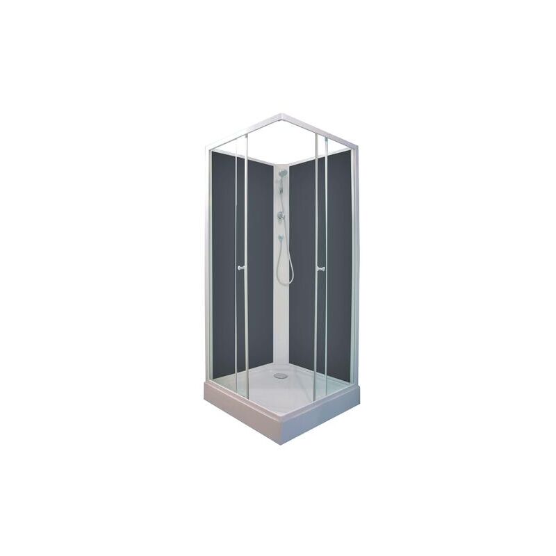 Ondee - Cabine minea - Avec silicone - Profilés aluminium - En kit - Fond gris - 80x80cm