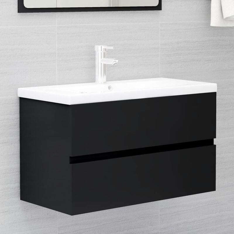 Nova - Cabine de bain de 80 cm avec design élégant de lavabo intégré diverses couleurs Couleur : noir