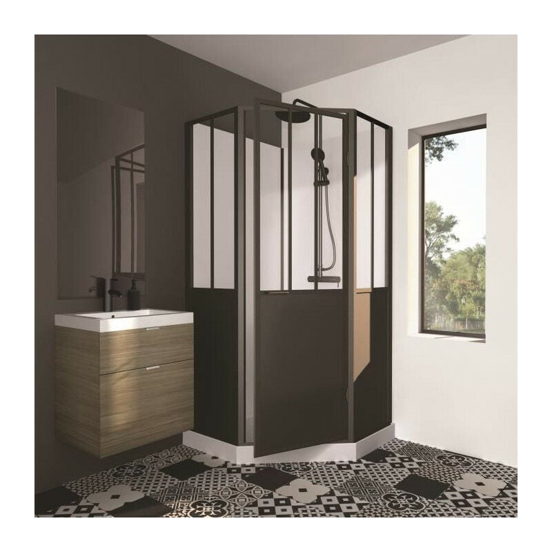Cabine De Douche 100x100x220 Style Indutriel Noir