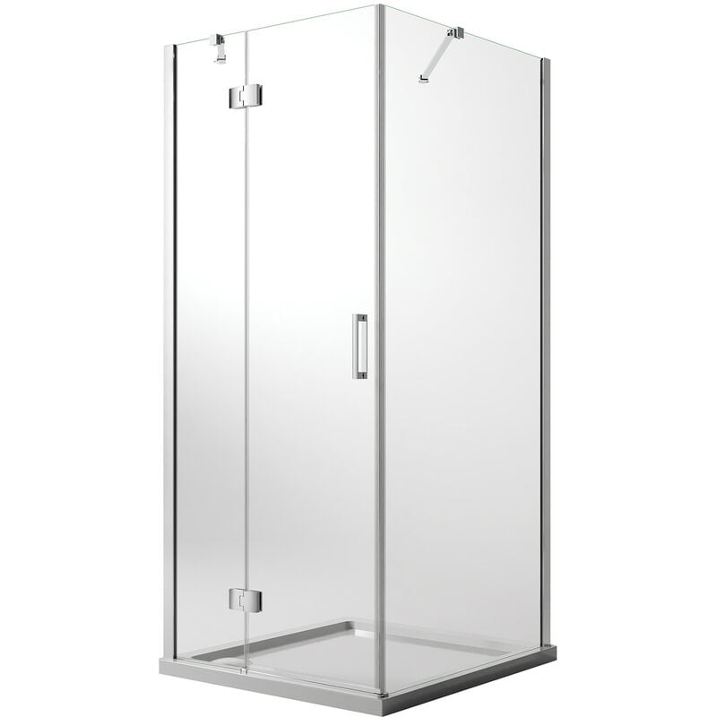 Parois cabine de douche angulaire pivotante verre transparent avec easy-clean h. 190 mod Flip porte + fixe 120X80 cm