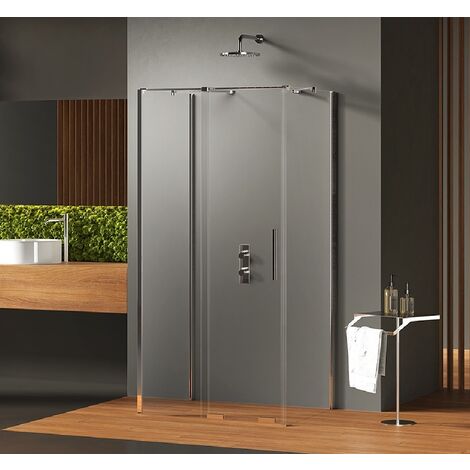 Cabine de douche  100x80 coulissante chrome MALDIVES CHROME, accès de face