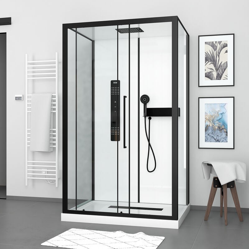 Cabine de douche 115x90x210 cm avec receveur + bonde 90mm + Grille linéaire - factory 2