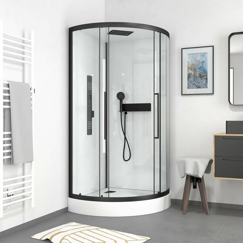 Marwell - Cabine de douche 1/4 de cercle rond - 90x90x217cm - factory 2 round