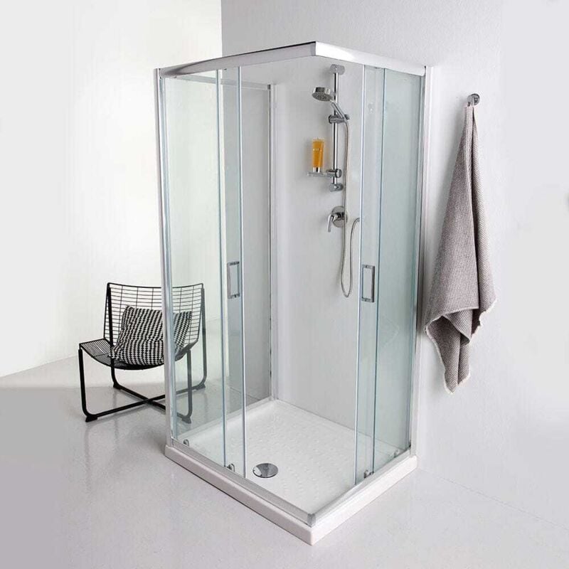 Kiamami Valentina - Paroi De Douche 3 Faces 80X120x80 Verre Clair 6Mm