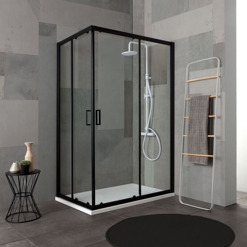 Iperbriko - Cabine de douche 70x100 avec profil noir mat.