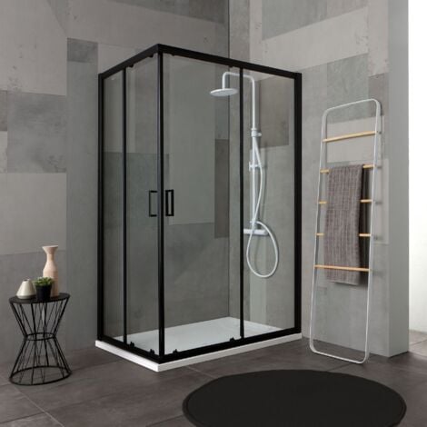 IPERBRIKO Cabine de douche 70x100 avec profil noir mat.