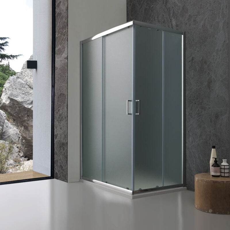 Cabine de douche 70x100 cm en verre dépoli coulissant
