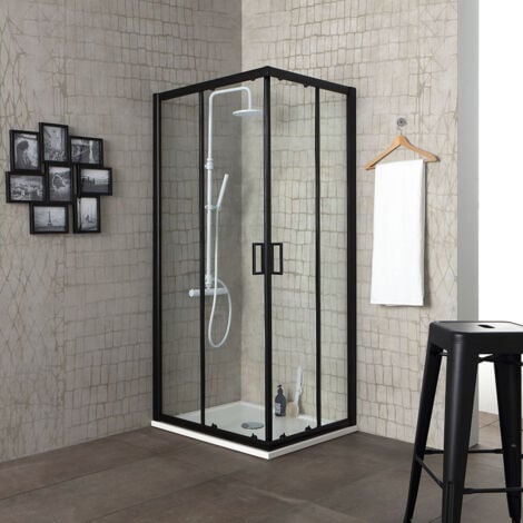 IPERBRIKO Cabine de douche 70x70 cadre noir mat