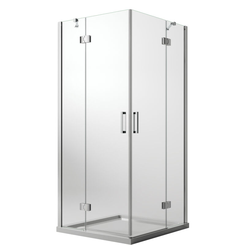 Parois cabine de douche angulaire ouv. pivotante verre transparent avec easy-clean h. 190 mod Flip porte + porte 75X80 cm