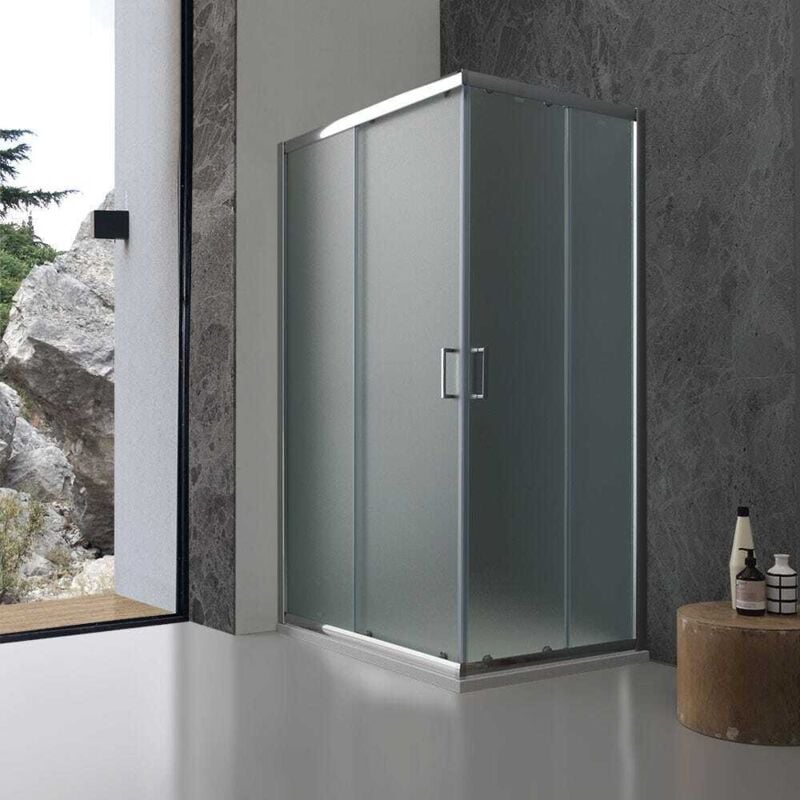 Kiamami Valentina - Paroi De Douche 70X90 En Verre Opaque Et Portes Coulissantes Giada