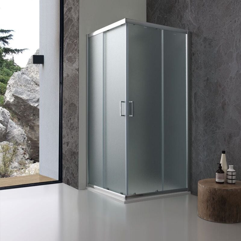 Paroi De Douche 80X80 Carrée Giada Verre Opaque 6 Mm