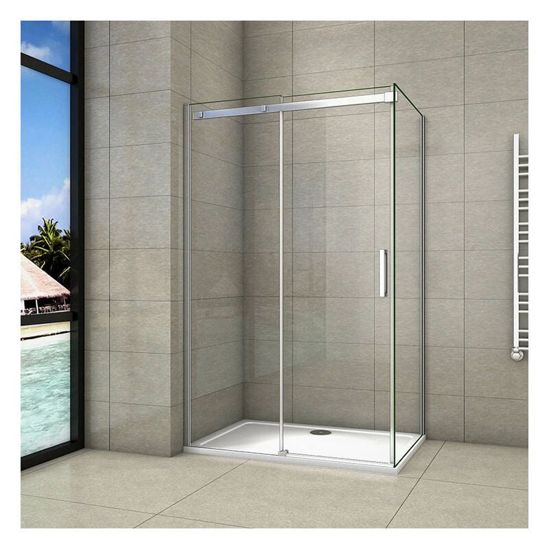 Aica Sanitaire - Cabine de douche 140x100x195cm en verre anticalcaire aica cabine de douche installation d'angle