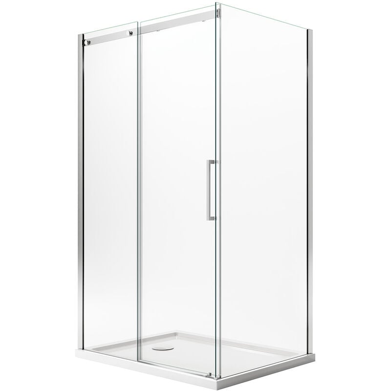 Idralite - Parois cabine de douche angulaire avec easy-clean h 200 verre transparent 8 mm mod. Prime duo 1 porte 70X130 vers gauche