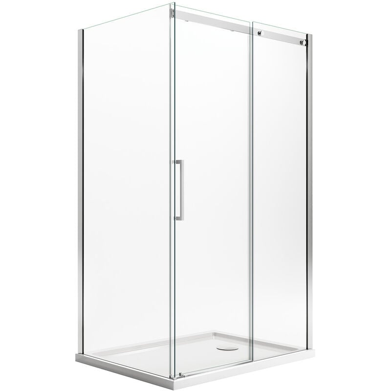 Idralite - Parois cabine de douche angulaire avec easy-clean h 200 verre transparent 8 mm mod. Prime duo 1 porte 80X140 vers droite