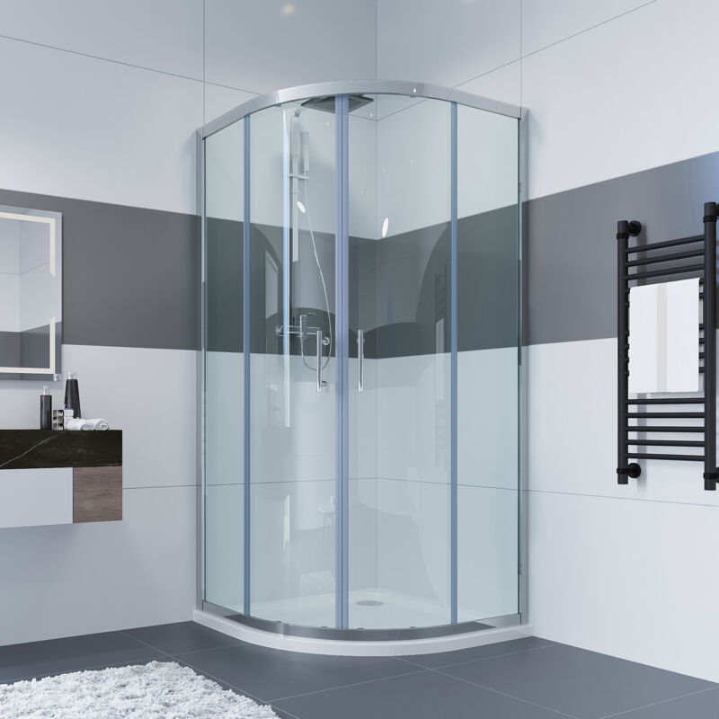 Impts - Cabine de douche quart de cercle douche ronde cloison de douche porte coulissante paroi de douche porte de douche 80x80x195cm