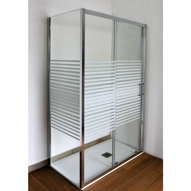 Hdcasa - Cabine de douche à niche coulissante de style en cristal sérigraphié de 160cm