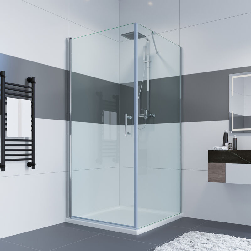 Impts - Cabine de douche accès d'angle Cabine de douche accès d'angle Porte battante avec paroi latérale en verre de sécurité de 6mm Porte battante