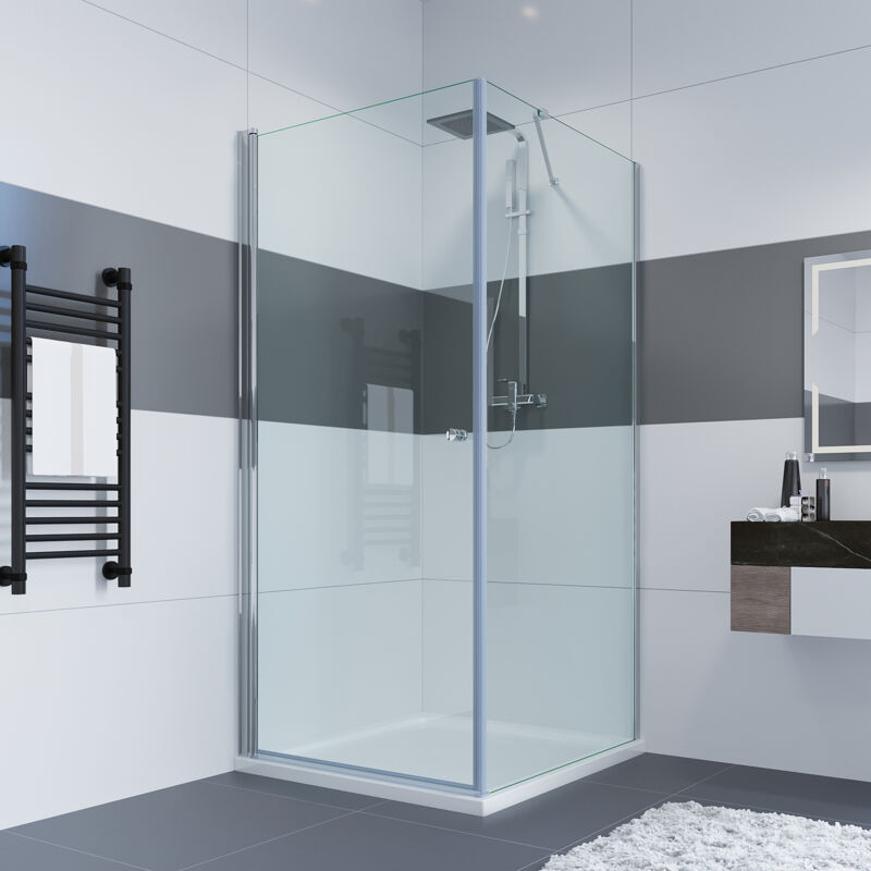 Impts - Cabine de douche accès d'angle Cabine de douche accès d'angle Porte battante avec paroi latérale en verre de sécurité de 6mm Porte battante
