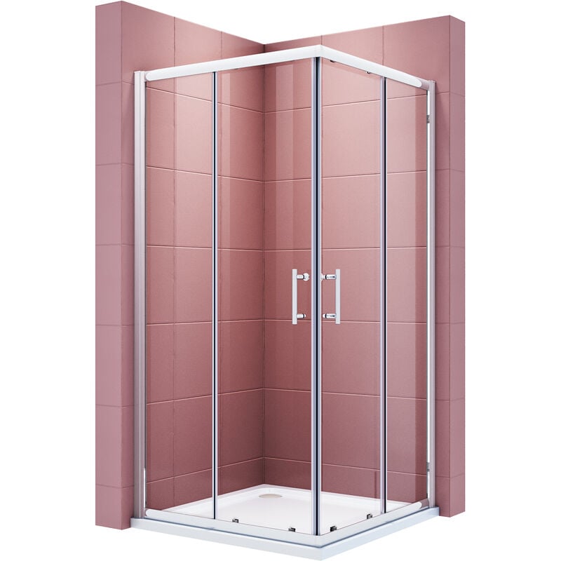 Cabine de douche accès d'angle Sonni Double porte coulissante Cabine de douche d'angle esg Verre de sécurité à ouverture rapide 90x90x185cm