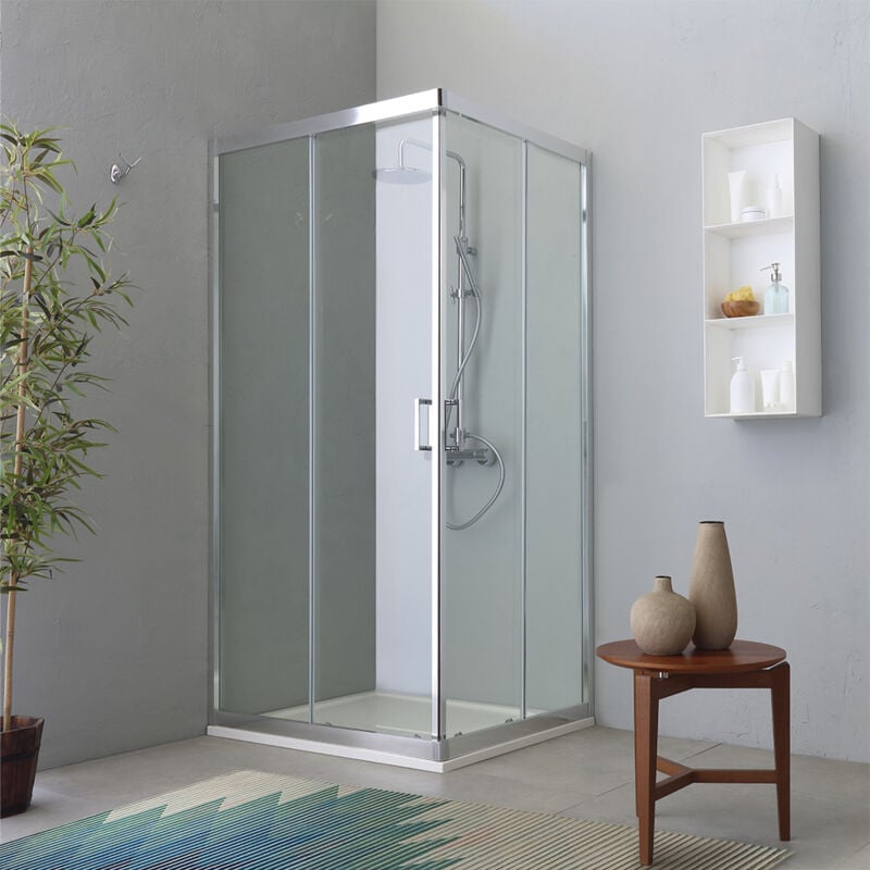 Cabine de douche angulaire 70x90 réversible en verre