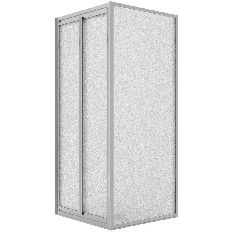 Cabine de douche angulaire fixe+saloon 2 portes pivotantes verre opaque h 198 mod. West 80X90 cm ouv. 80