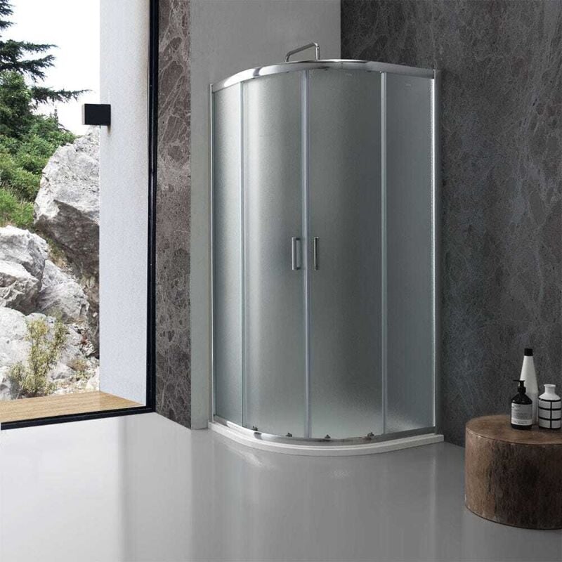 Kiamami Valentina - Paroi De Douche Angulaire Giada 80X80 6 Mm Verre Opaque