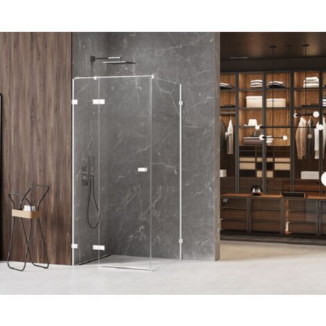 Cabine de douche blanc 100x70cm,pivotante gauche  SANTORINI WHITE, acces de face