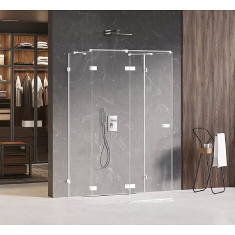 Cabine de douche blanc  gauche 80x80 pivotante SANTORINI WHITE,  accès de face