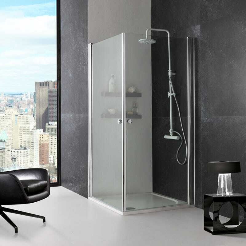 Kiamami Valentina - Paroi De Douche Carrée Deux Portes De 90 Cm Verre Transparent Cristal