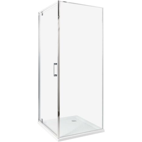 Cabine de Douche Carré en Verre Trempé 70 x 70 x 185 cm Porte Simple Argenté Darli