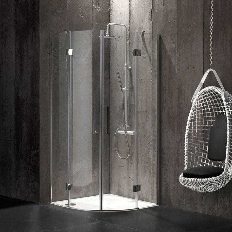 Kiamami Valentina - Paroi De Douche Carrée Ouverture Angulaire 80X80 En Verre 6 Mm Sans Structure London