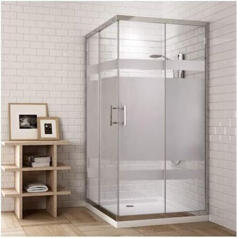 CABINE DE DOUCHE CARRÉE- 2 PANNEAUX fixes et 2 PORTES coulissantes 70X70 SÉRIGRAPHIE