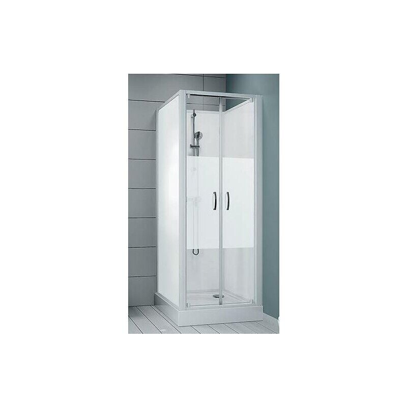 Cabine de douche carrée porte battante Surf 6 à parois en verre opaque - 70 x 70 cm Leda