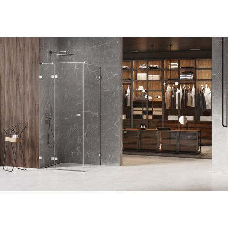 Cabine de douche chrome 110x80cm,pivotante gauche  MAJORQUE CHROME, acces de face