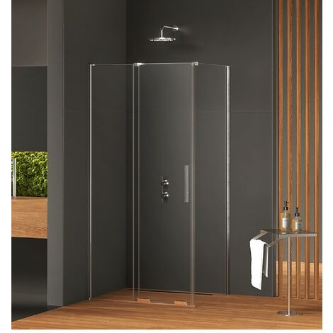 Cabine de douche chrome 140x120cm coulissante MALDIVES CHROME, acces de face