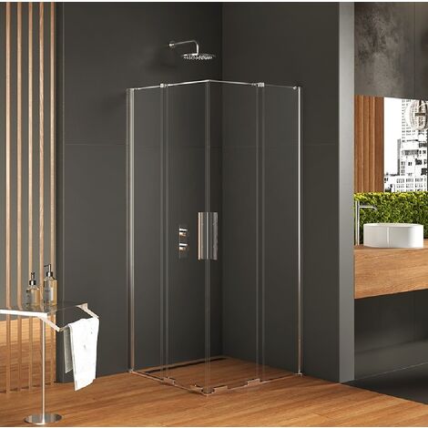 Cabine de douche chrome 80x90 cm,coulissante MALDIVES CHROME, acces d'angle