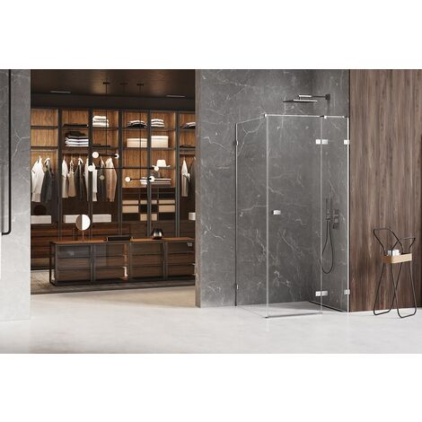 Cabine de douche chrome 90x90cm,pivotante droite  MAJORQUE CHROME, acces de face