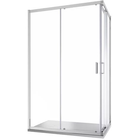 Cabine de douche coulissante 70x100 cm Profilés en aluminium chromé Verre transparent 6 mm h185 - Réversible Mod. Tonga