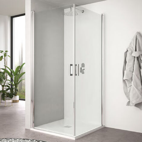 Cabine de douche d&39angle cm 100x100 avec deux portes mod. Hermione Weiss Etoile 6mm