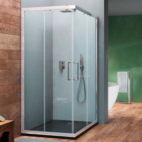 Cabine de douche d'angle 100x100 en verre transparent 6 mm Minerve