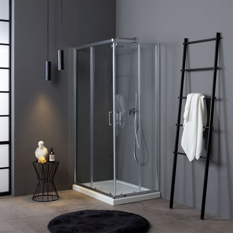 Cabine de douche d'angle 70x100 cm transparente