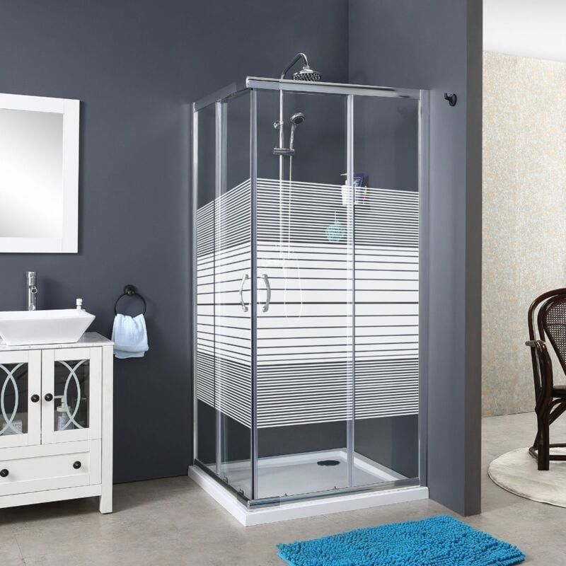 Siro - Cabine de douche d'angle 80x100 cm avec 2 portes