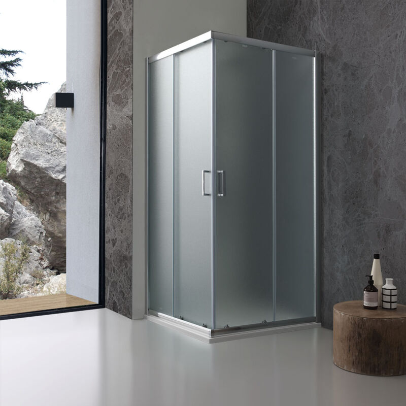Iperbriko - Cabine de douche d'angle 90x90 en verre mat