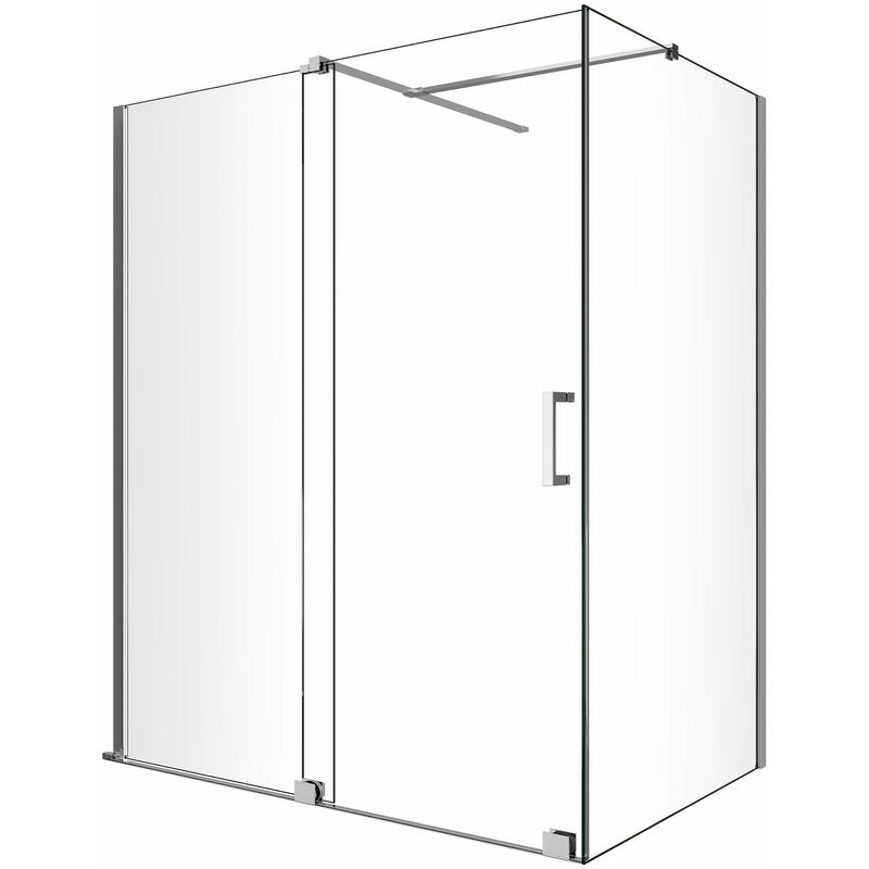 Giorgy - Cabine de douche d'angle avec panneau latéral fixe et porte frontale coulissante sans cadre h 200 en chrome transparent Cm 110 (108-110) x