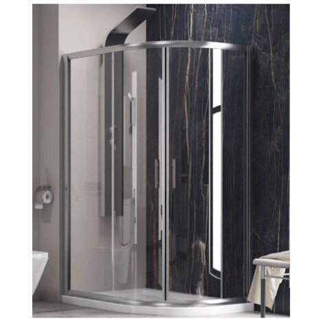 Cabine de douche d'angle ¼ de cercle FLORA 650 90x120 H.190 cm-Transparent-Droite-Transparent-90 --