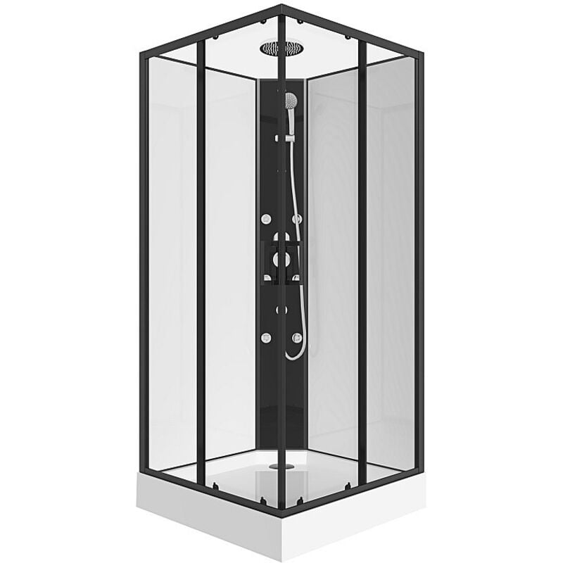 Cabine de douche d'angle hydromassante - L80 x l80 x H225 cm - KIVORA